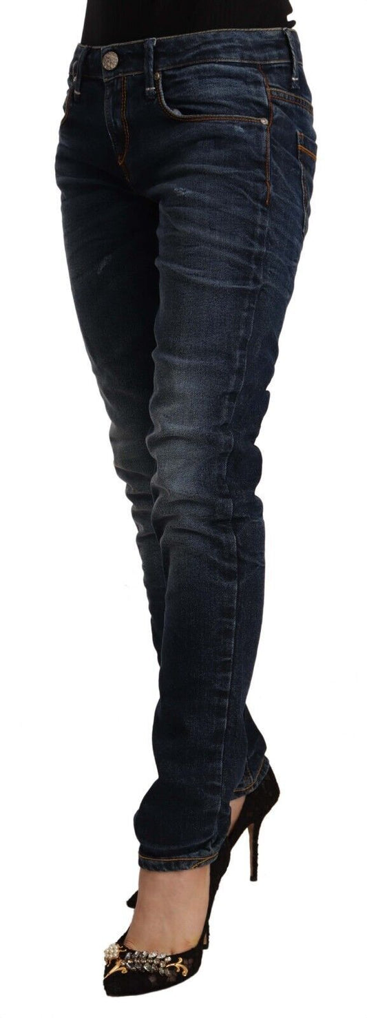 Acht – Blaue Skinny-Jeans aus verwaschener Baumwolle mit mittlerer Taille