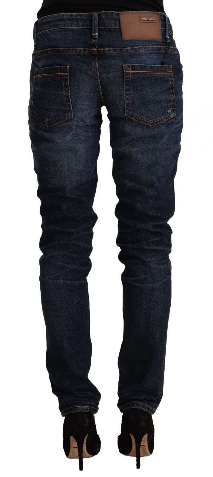 Acht – Blaue Skinny-Jeans aus verwaschener Baumwolle mit mittlerer Taille