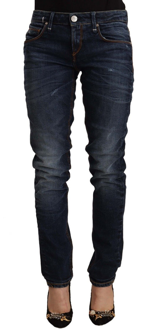 Acht – Blaue Skinny-Jeans aus verwaschener Baumwolle mit mittlerer Taille
