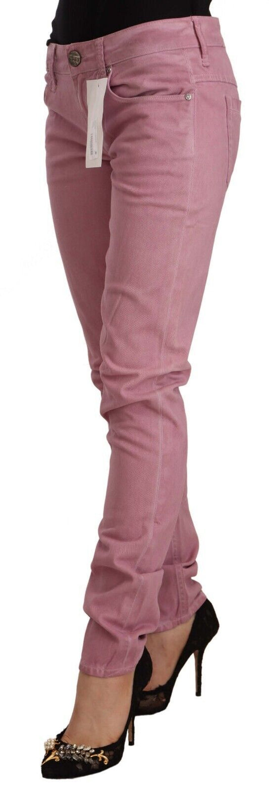 Acht Pinke Slim Fit Skinny Jeans aus Baumwolle für Damen