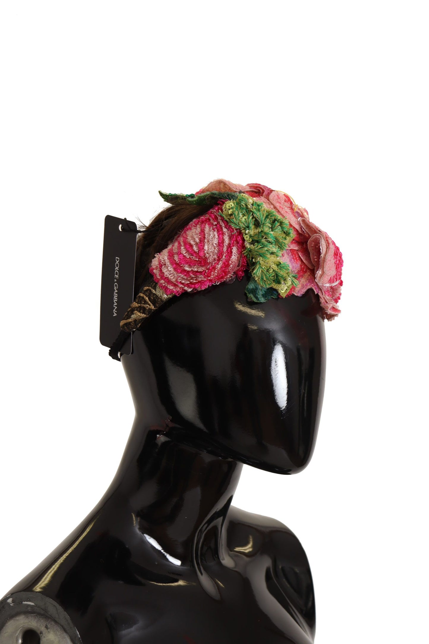 Dolce & Gabbana – Mehrfarbiges, paillettenbesetztes Lurex-Haarband in Schwarz