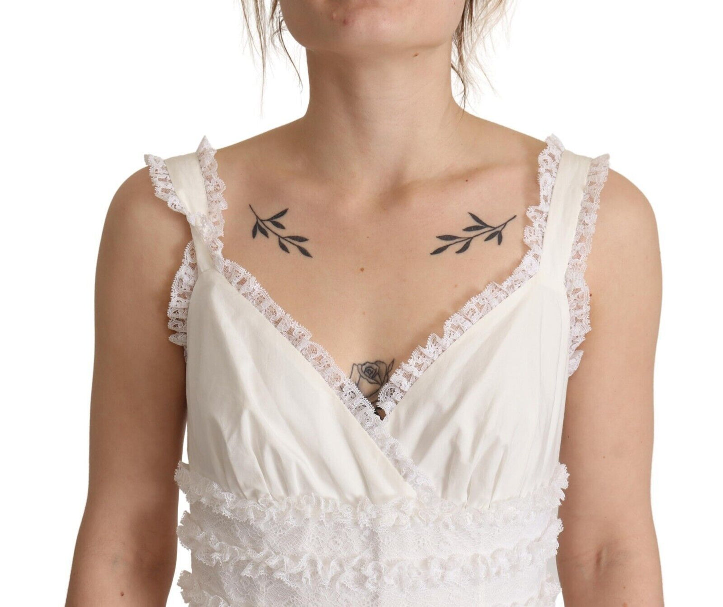 Dolce & Gabbana – Langes Maxi-A-Linien-Kleid aus weißer Baumwolle