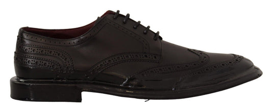 Dolce & Gabbana – Formelle Oxford-Derby-Schuhe aus schwarzem Leder mit Flügelkappe