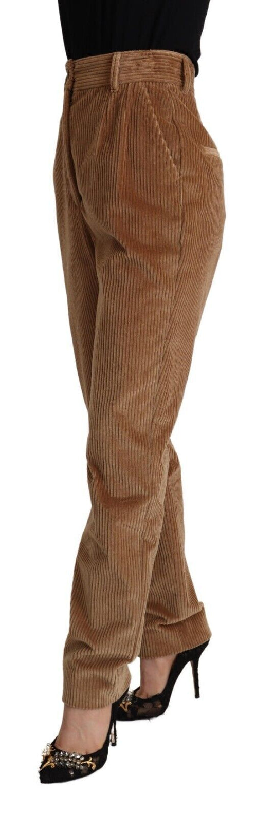 Dolce & Gabbana – Enge Hose aus braunem Baumwollcord mit hoher Taille