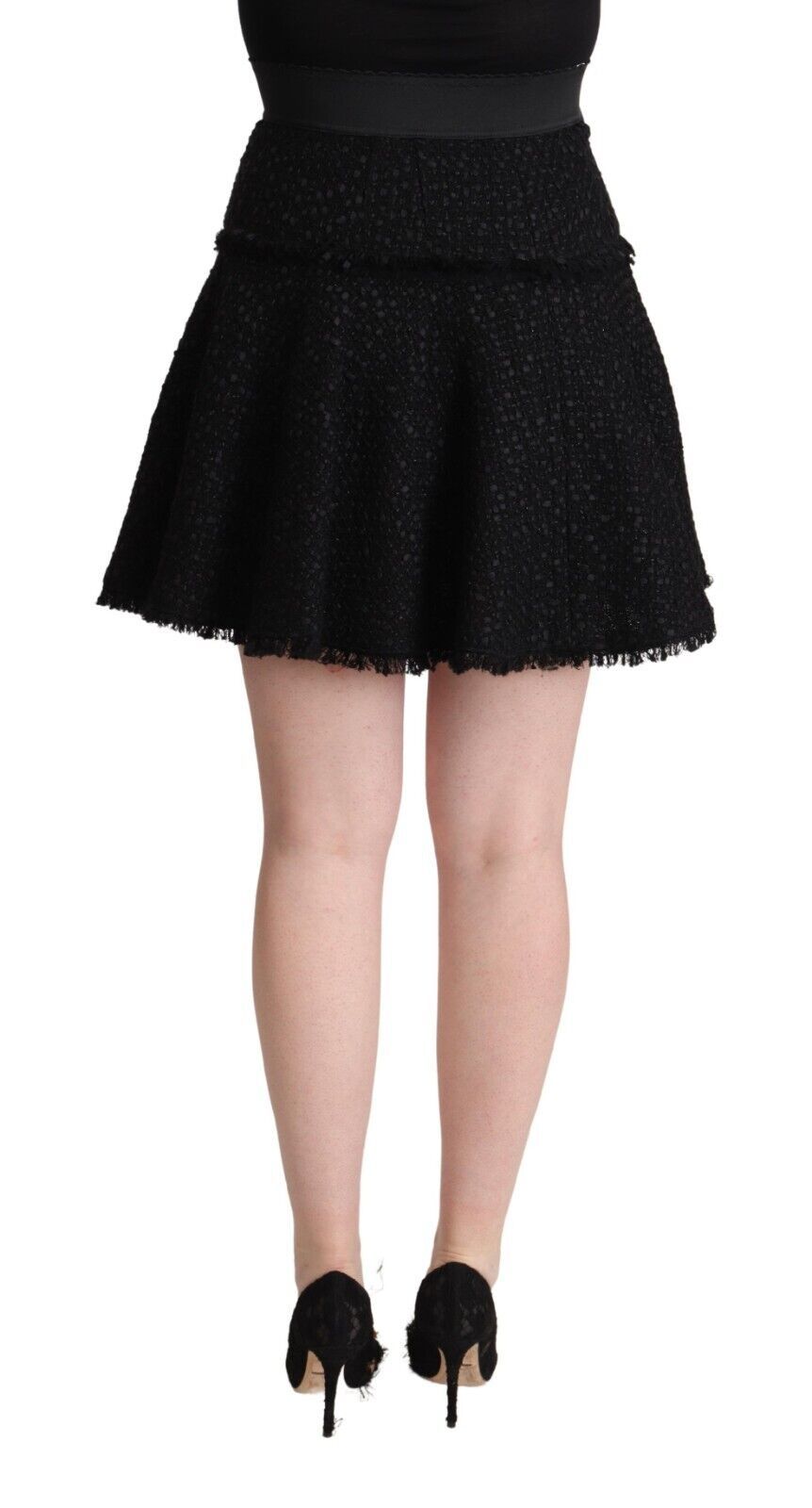 Dolce & Gabbana – Schwarzer Minirock in A-Linie aus gestricktem Nylon mit hoher Taille
