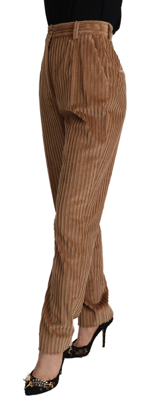 Dolce & Gabbana Braune Cord-Baumwollhose mit konischer Passform