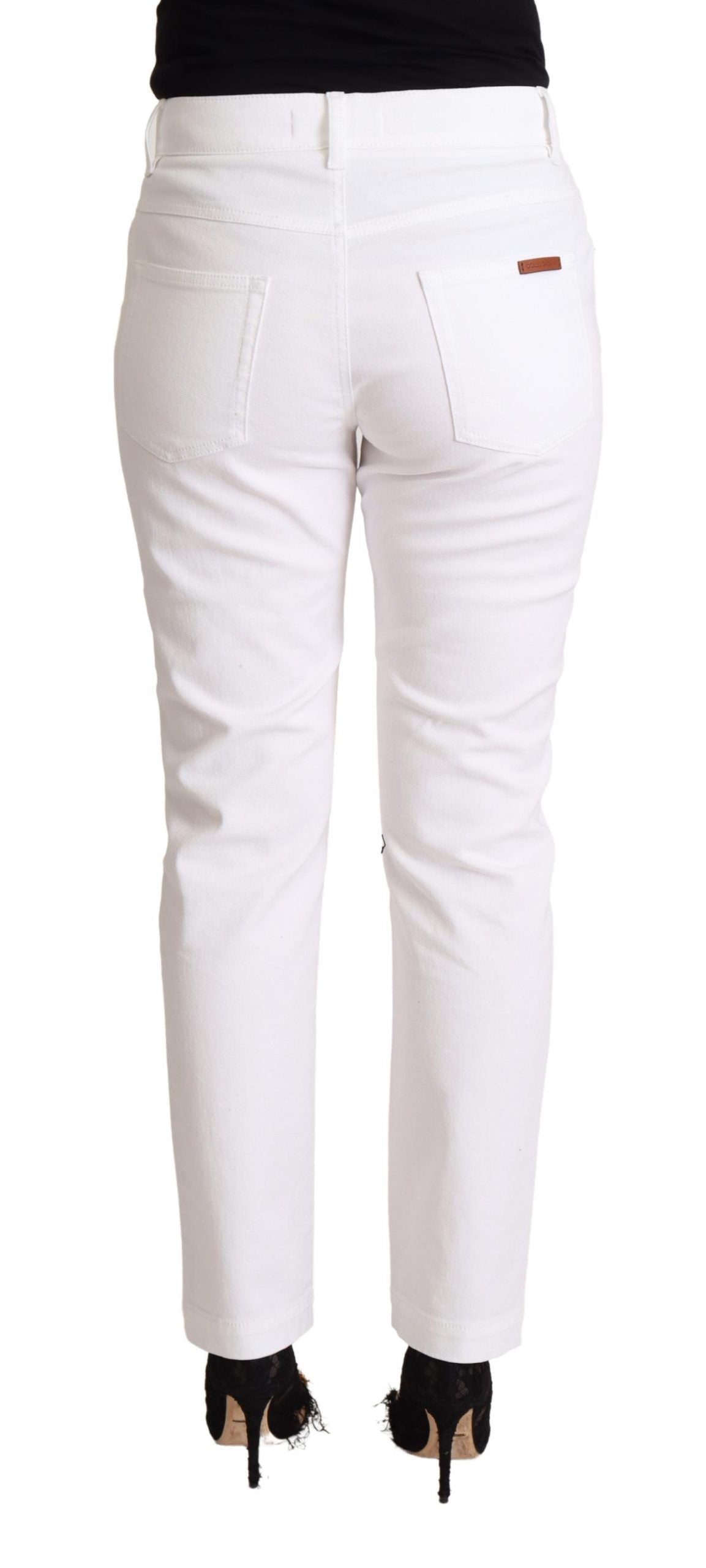 Dolce & Gabbana – Weiße, konische Jeans aus Baumwolldenim mit mittlerer Taille