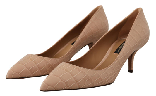 Dolce & Gabbana Beige Leder Spitz Heels Pumps Schuhe