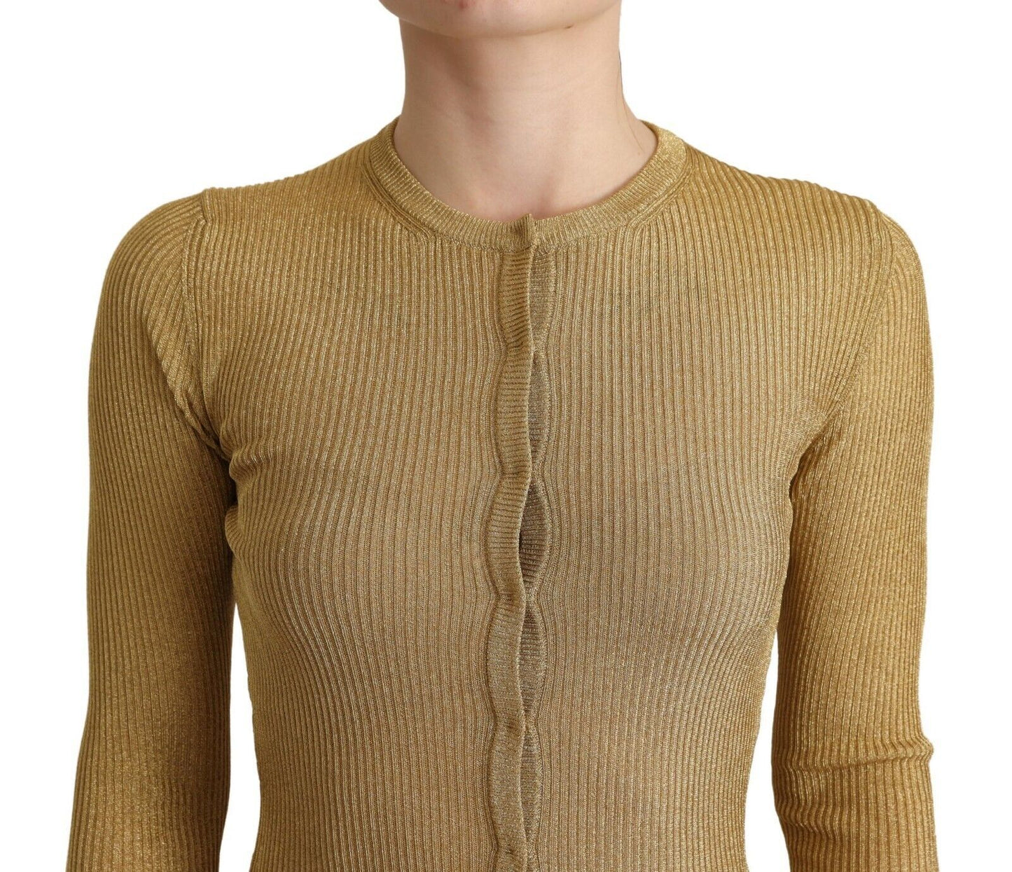 Dolce & Gabbana – Strickjacke aus goldener Viskosemischung mit Knöpfen