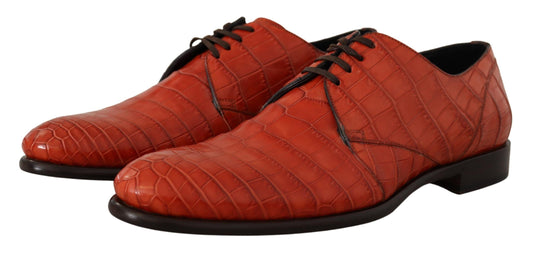 Dolce & Gabbana – Orangefarbene Derby-Schuhe aus exotischem Leder