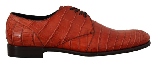Dolce & Gabbana – Orangefarbene Derby-Schuhe aus exotischem Leder