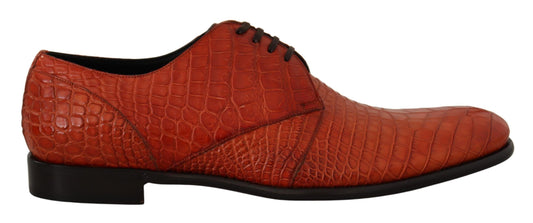Dolce & Gabbana – Orangefarbene Derby-Schuhe aus exotischem Leder