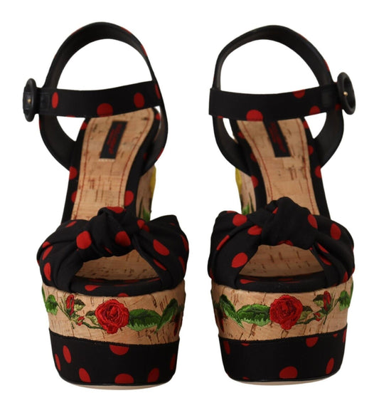 Dolce & Gabbana Mehrfarbige Plateau-Wedgesandalen Charmeuse-Schuhe