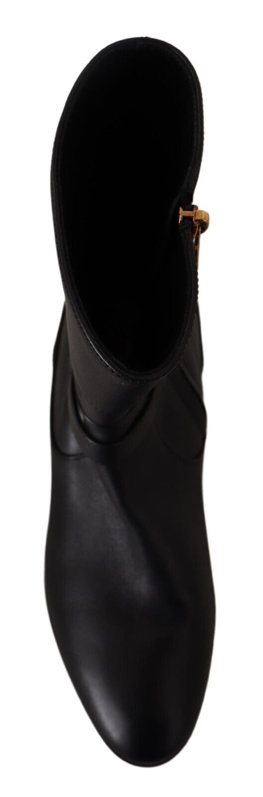 Dolce & Gabbana Schwarze Leder-Flats Logo Kurze Stiefel Schuhe