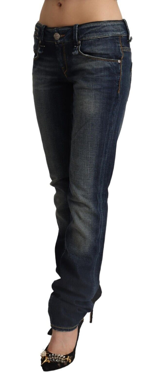 Acht – Dunkelblaue Skinny-Jeans aus gewaschener Baumwolle mit niedriger Taille