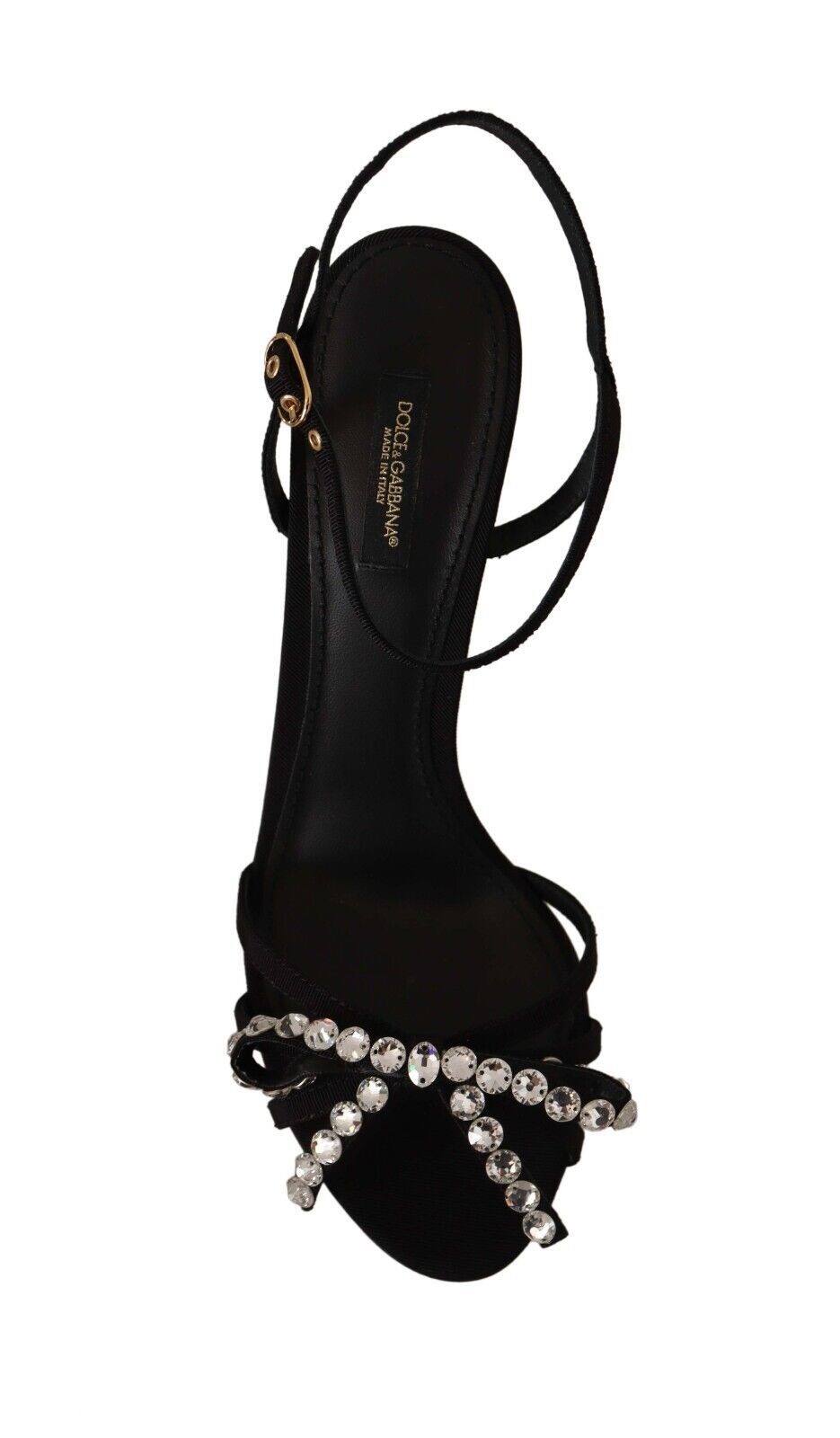 Dolce & Gabbana Schwarze Kristalle Knöchelriemen Heels Sandalen Schuhe