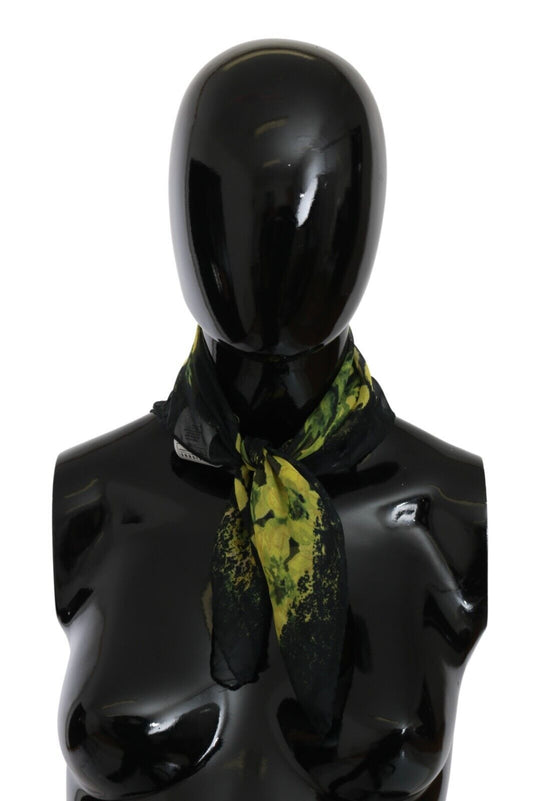 GF Ferre Schwarz Gelb Blumen Wickelschal Foulard Schal