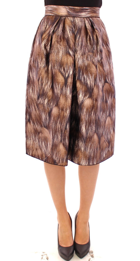 Dolce & Gabbana Brauner, gerader Seidenrock mit Blumenmuster