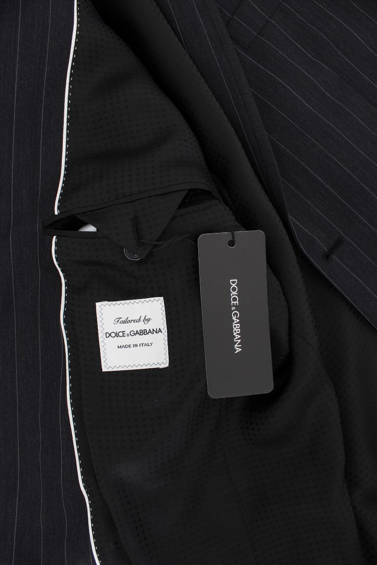 Dolce & Gabbana Grau gestreifter Slim Fit Wollblazer