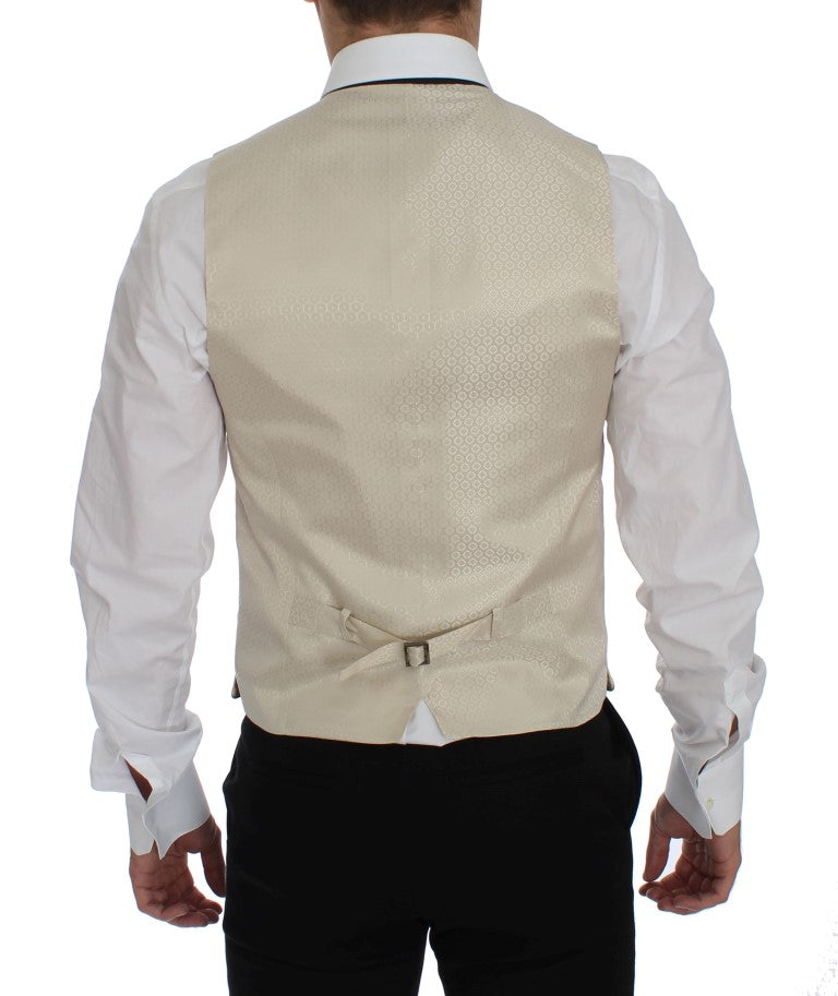 Dolce & Gabbana – Zweiteiliger Blazer aus Seide mit Tupfenmuster in Beige