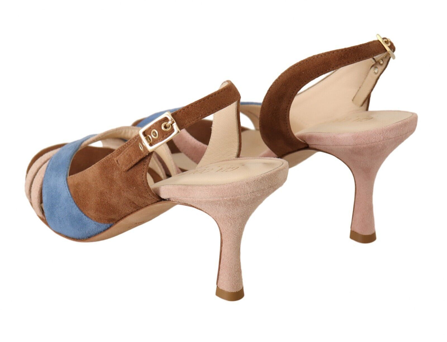 GIA COUTURE Mehrfarbige Wildleder-Slingback-Sandalen