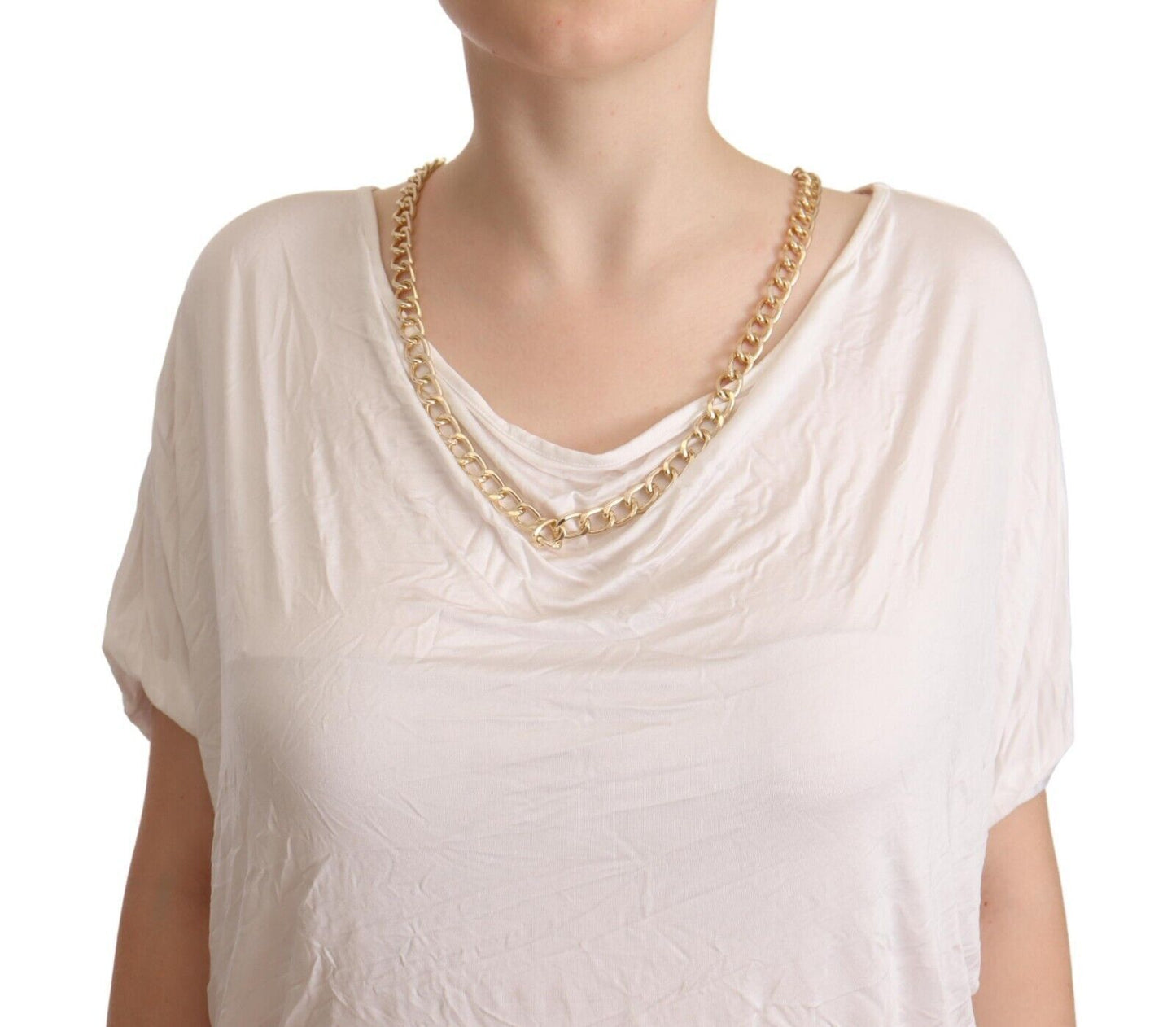 Guess By Marciano – Weißes, kurzärmliges T-Shirt-Oberteil mit goldener Kette