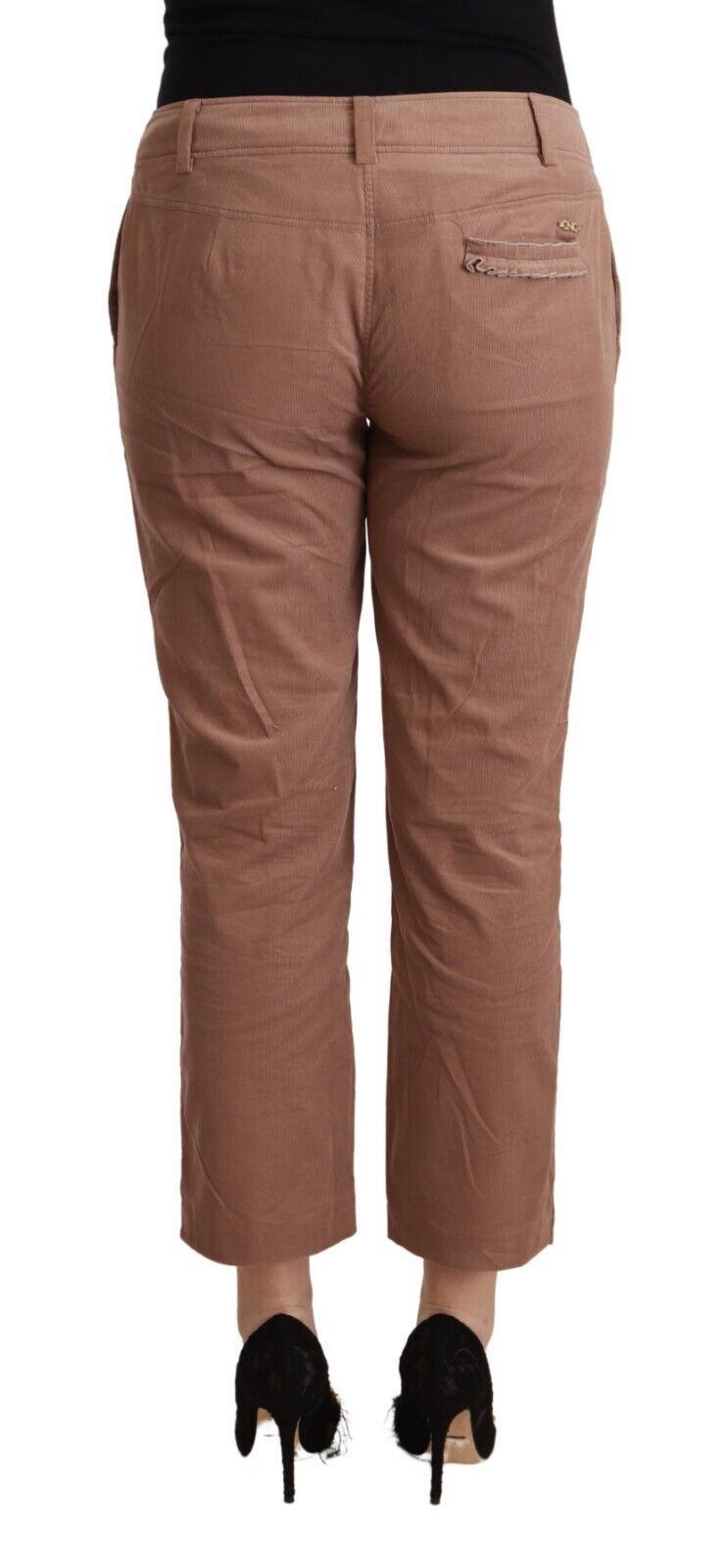 Costume National – Braune, schmal zulaufende, verkürzte Hose aus Baumwolle