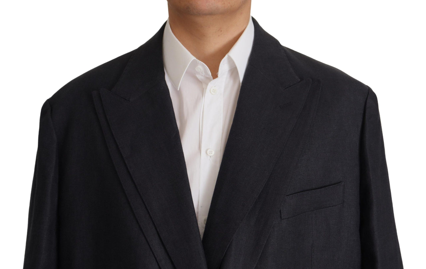 Dolce & Gabbana Blaue formelle Herren-Blazerjacke aus Leinen