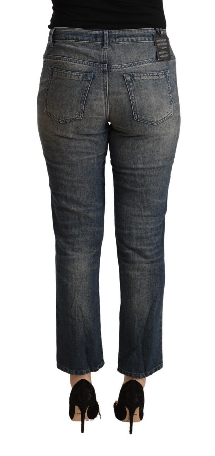 Twinset – Kurze Capri-Jeans aus gewaschener Baumwolle in Blau für Damen