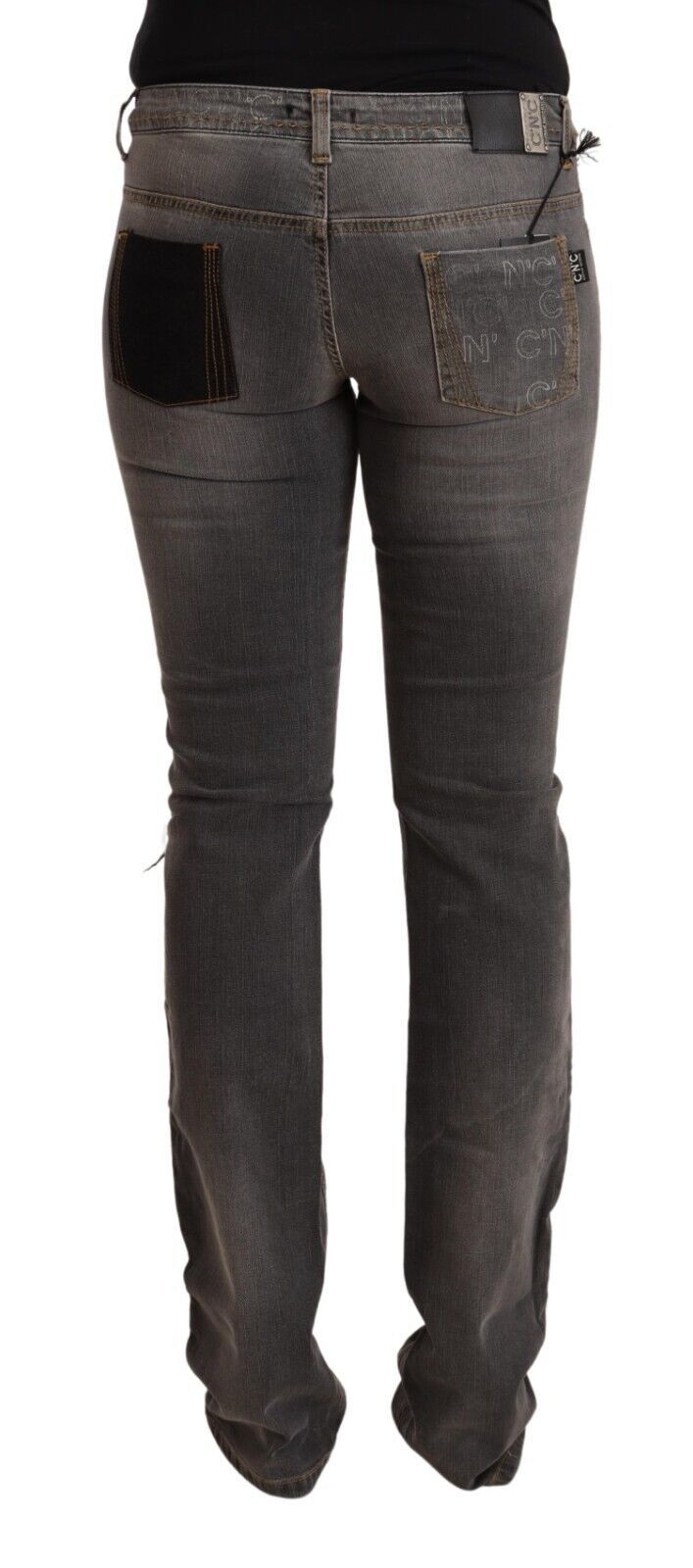 Costume National – Grau verwaschene Jeans mit niedriger Taille und geradem Schnitt