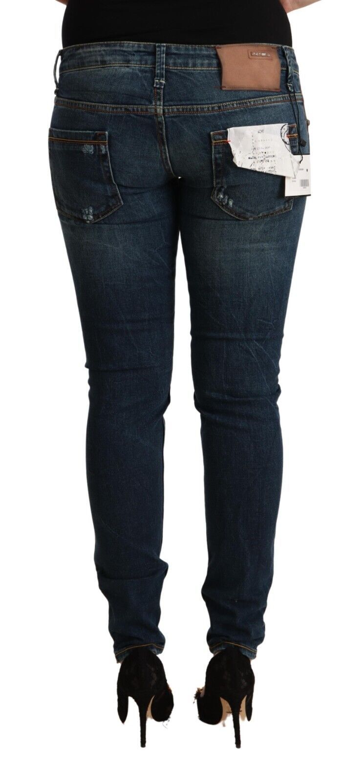 Acht – Blau verwaschene Slim-Fit-Jeans mit niedriger Taille