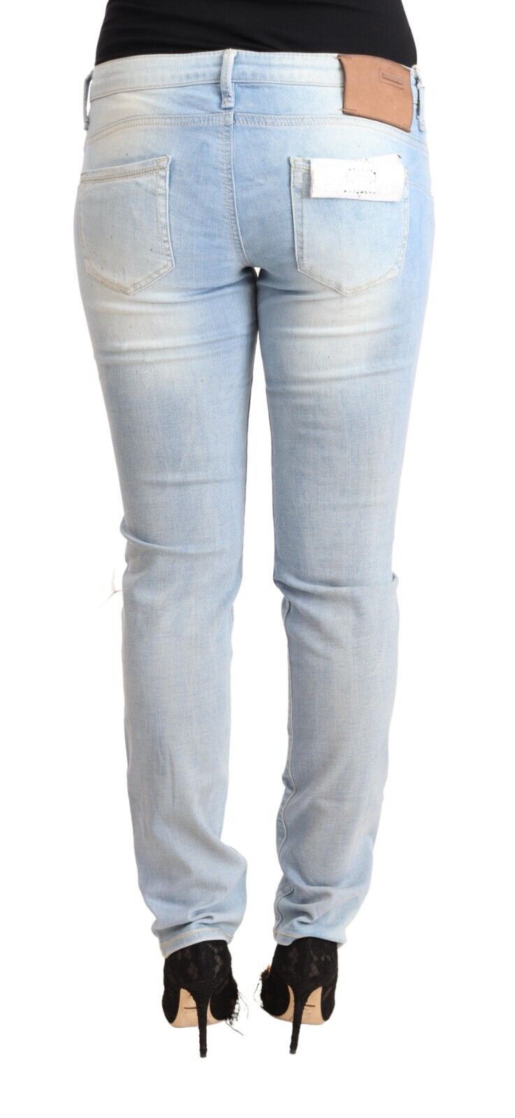 Acht – Hellblaue Skinny-Jeans aus gewaschener Baumwolle mit niedriger Taille