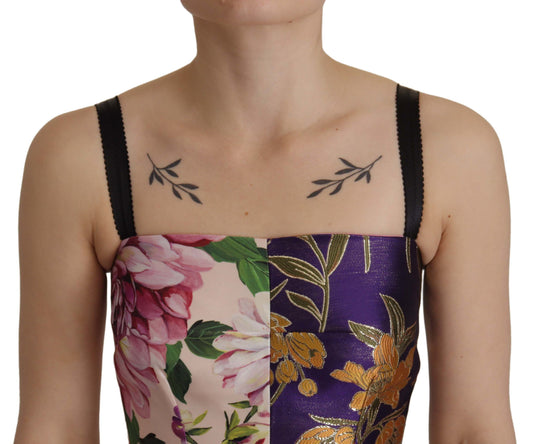 Dolce & Gabbana Midikleid Patchwork Floral Jaquard Seide