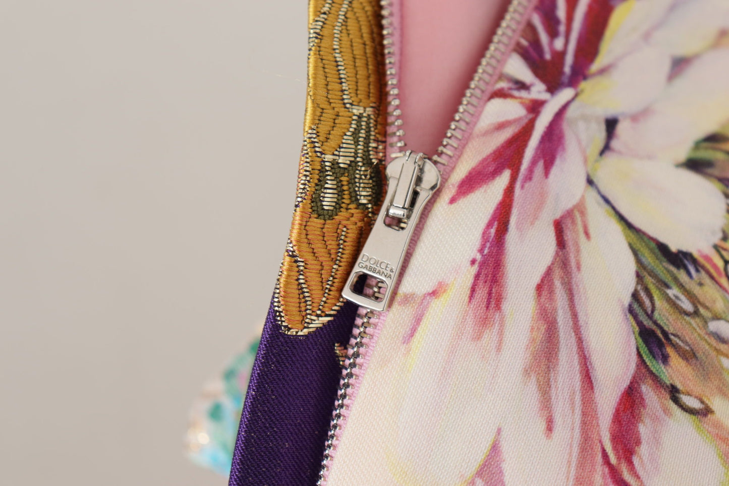 Dolce & Gabbana Midikleid Patchwork Floral Jaquard Seide