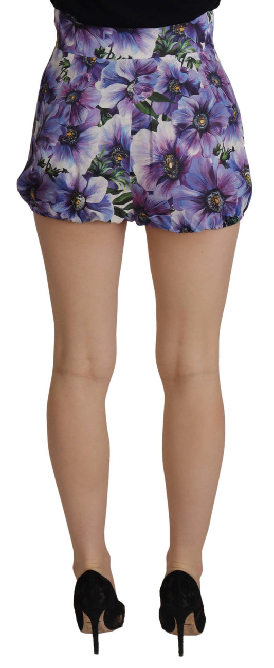 Dolce & Gabbana Lila Anemone High Waist Hotpants Shorts