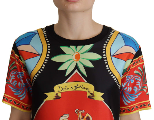 Dolce & Gabbana Mehrfarbiges Soldier Carretto Seidentop-T-Shirt