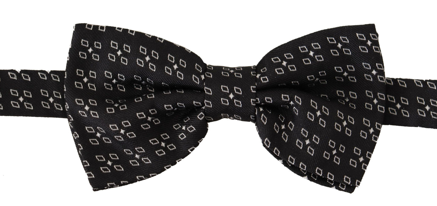 Dolce & Gabbana – Schwarz-weiß gepunktete Papillon-Krawatte aus 100 % Seide