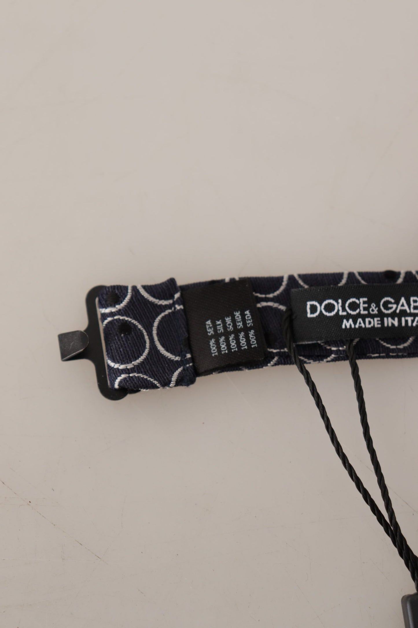 Dolce & Gabbana – Schwarze, weiße, runde Papillon-Krawatte aus 100 % Seide