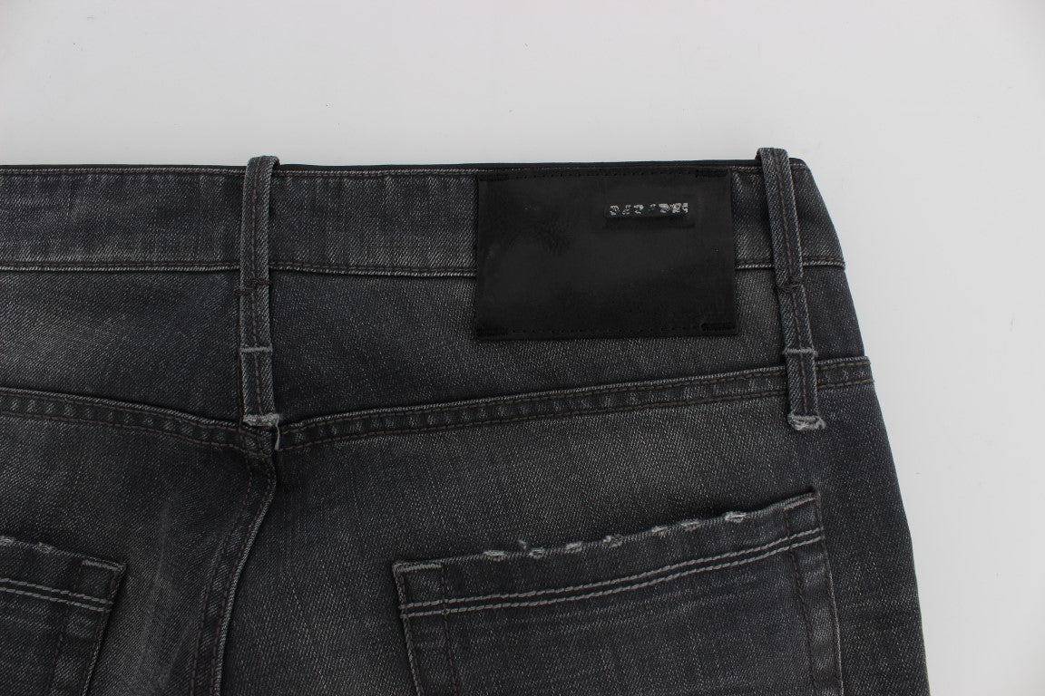 Acht Graue Regular Low Fit Jeans aus Baumwolle