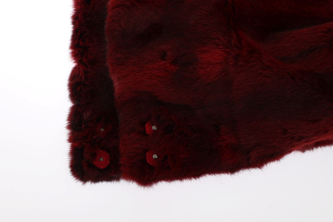 Dolce & Gabbana Bordeaux Hamster Pelz Häkeln Kapuze Schal Hut