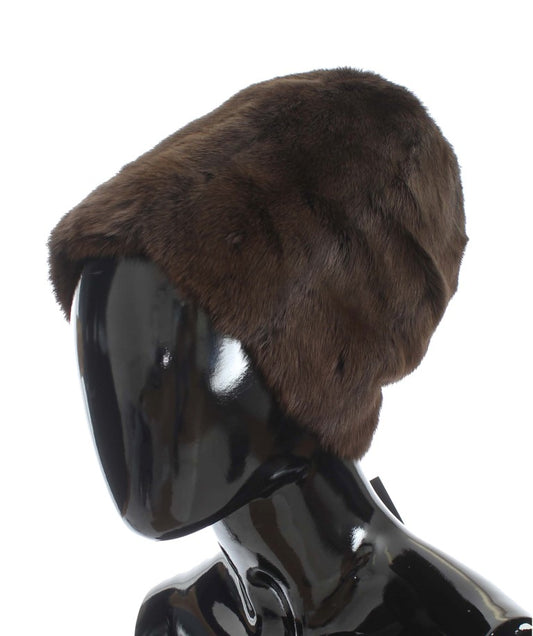 Dolce & Gabbana Braune Wieselpelz-Mütze aus Kaschmir für Damen