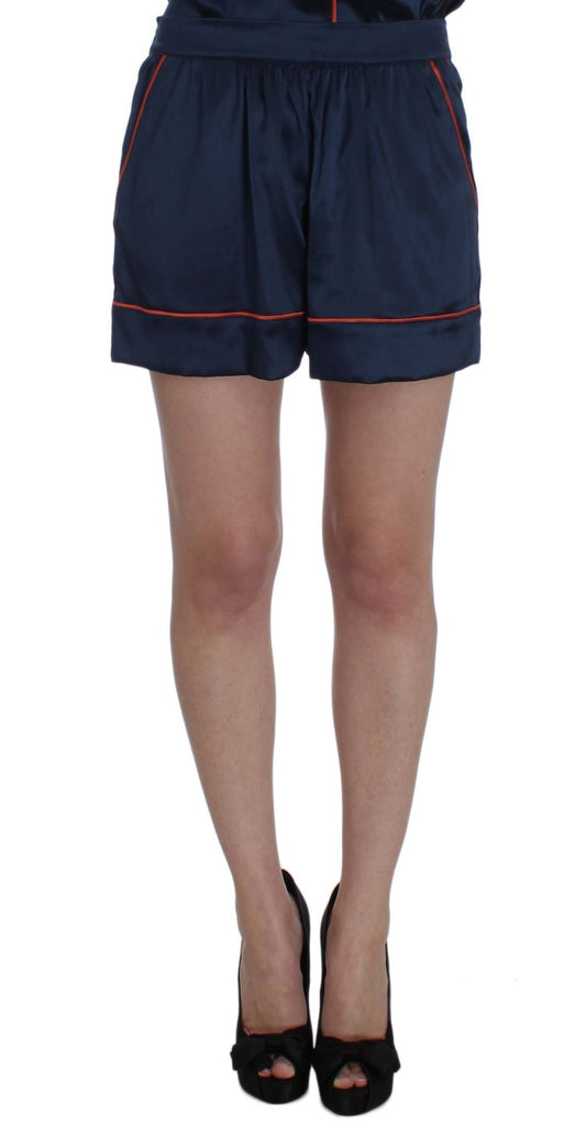 Dolce & Gabbana Blaue Nachtwäsche-Shorts aus Seidenstretch