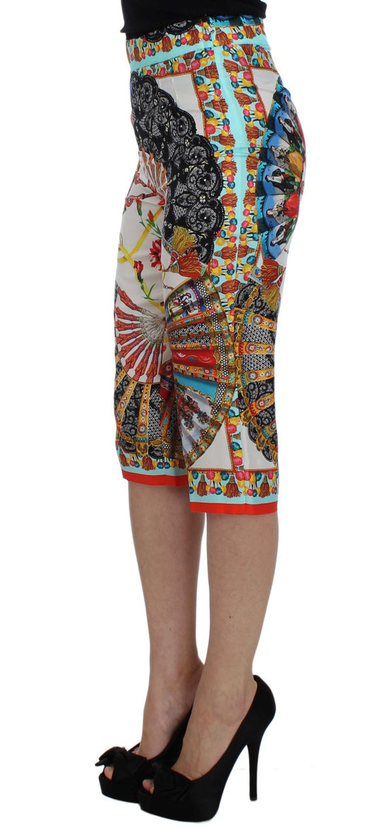 Dolce & Gabbana Mehrfarbige Majolika-Hose aus sizilianischer Seide
