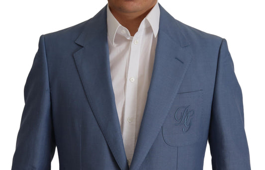 Dolce & Gabbana – Blaue, einreihige Blazerjacke mit Logo