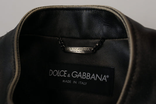 Dolce & Gabbana – Schwarze Bikerjacke aus Leder mit Reißverschluss