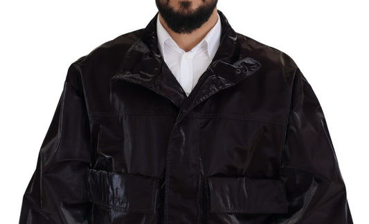 Dolce & Gabbana Bordeaux Nylon Kragen Herren Manteljacke