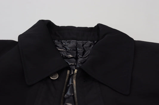 Dolce & Gabbana – Schwarze Wolljacke mit durchgehendem Reißverschluss und Kragen