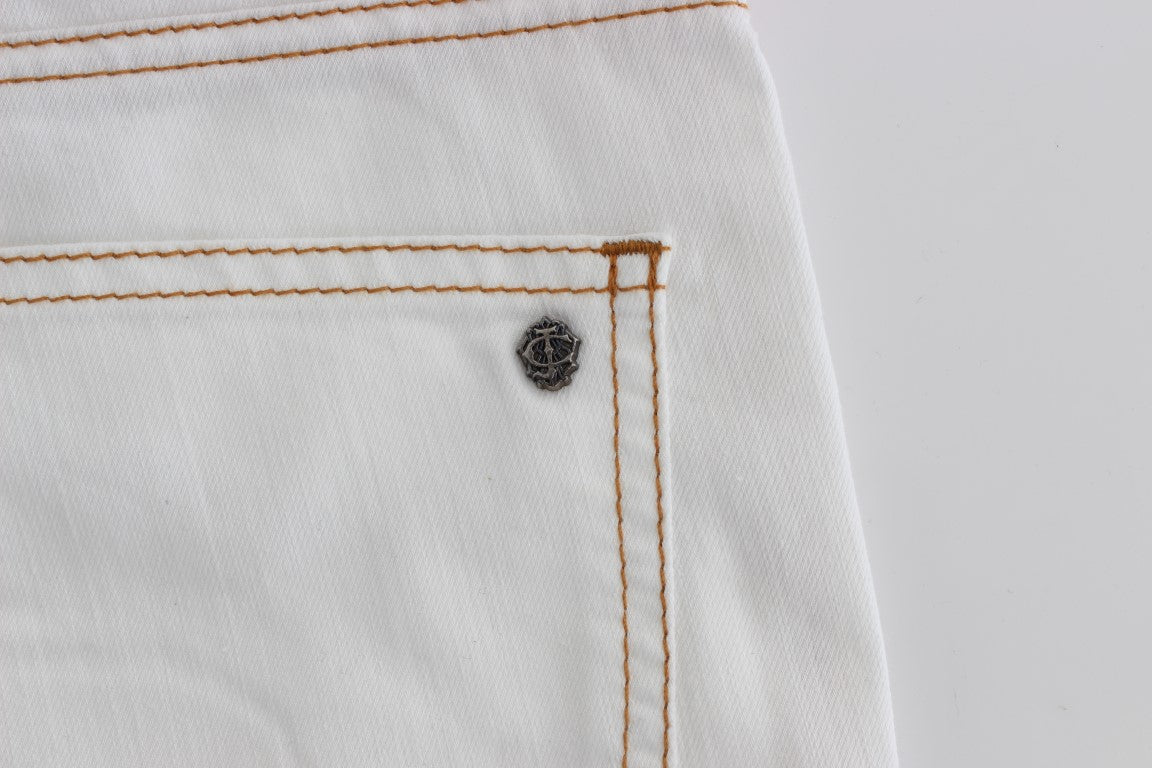 Cavalli Slim Fit Jeans aus Baumwollmischung in Weiß