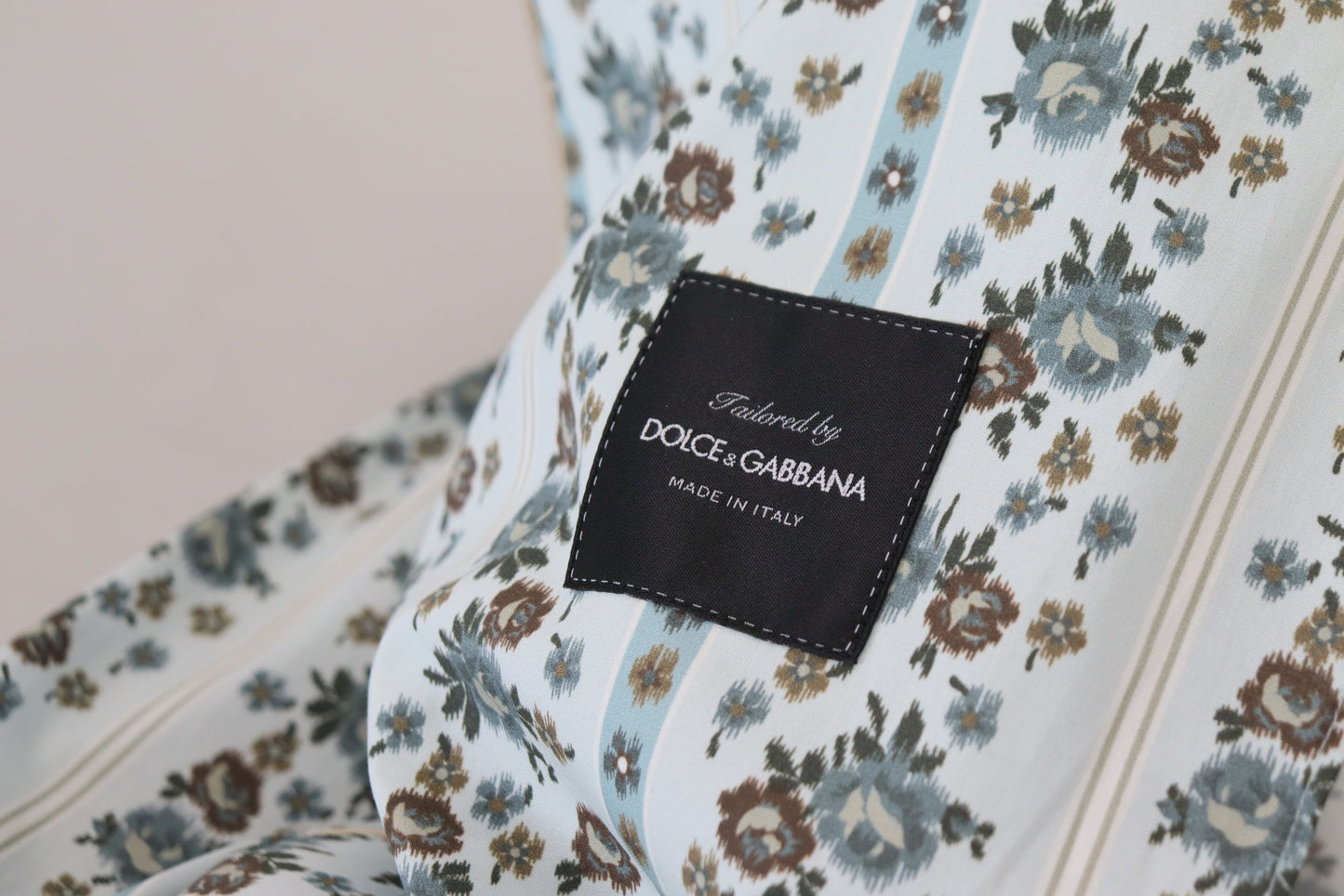 Dolce & Gabbana – Blaue Baumwollmanteljacke mit Blumenmuster