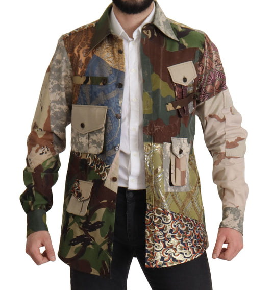 Dolce & Gabbana Mehrfarbiges Button-Down-Patchworkhemd